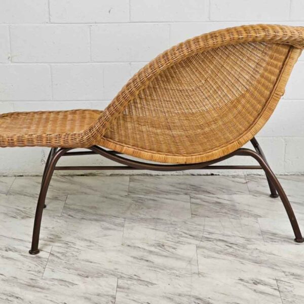 Vintage Woven Wicker Chaise Lounge