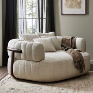 Curved Boucle Chaise Lounge